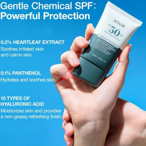 ANUA Sunscreen - SPF 50 PA+++ Korean Sunscreen SPF 50+ PA++++ | Gentle & Non-Sticky  (50 ml)