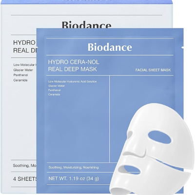 Biodance Hydro Cera-nol Real Deep Mask | Intense Hydration & Barrier Repair Sheet Mask (PACK OF 4)