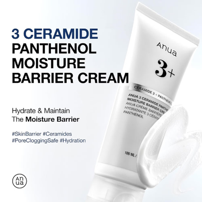 Anua 3 Ceramide Panthenol Moisture Barrier Cream with Hyaluronic Acid | 48H Hydration & Barrier Repair (100ml)