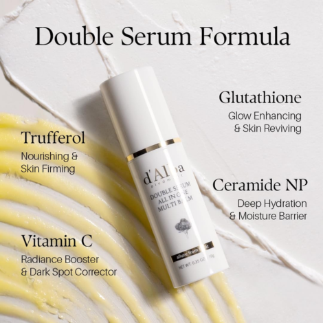 d’Alba Piedmont Italian White Truffle Double Serum All-in-One Multi Balm | Vegan Wrinkle Care, Eye Treatment & Dark Spot Corrector
