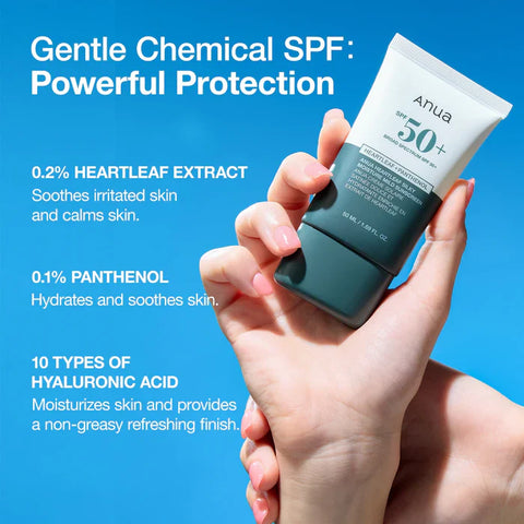 Anua Heartleaf Silky Moisture Sun Cream SPF 50+ PA++++ – 50 mL + 10 mL
